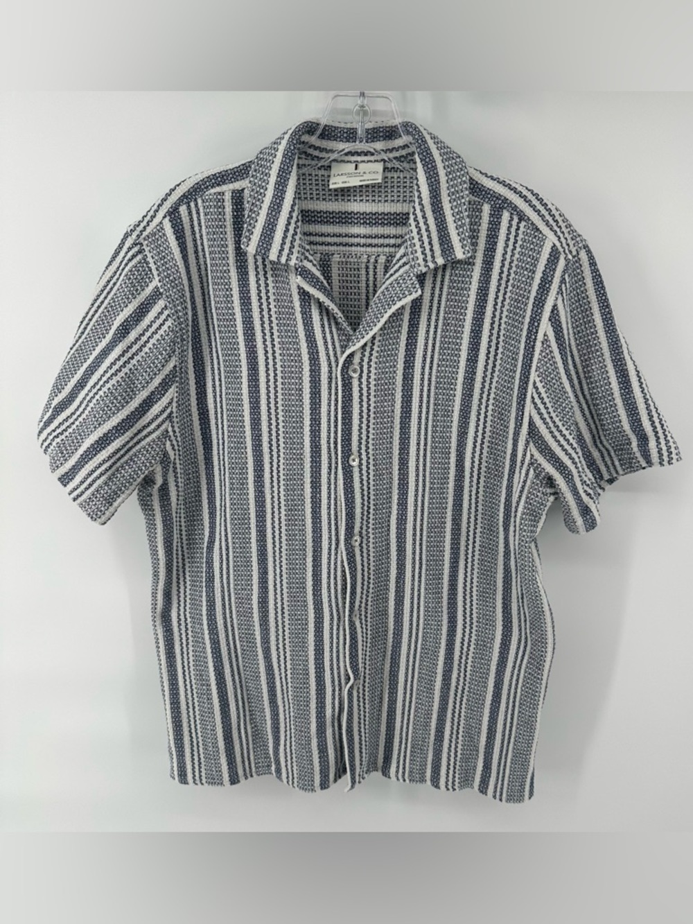 Larsson & Co Men’s Blue Gray Preppy Old Money Button Down Collar tennis core
